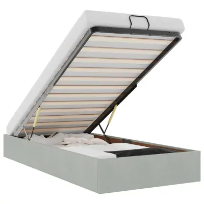 vidaXL Otomanski posteljni okvir brez vzmetnice siv 90x200 cm žamet