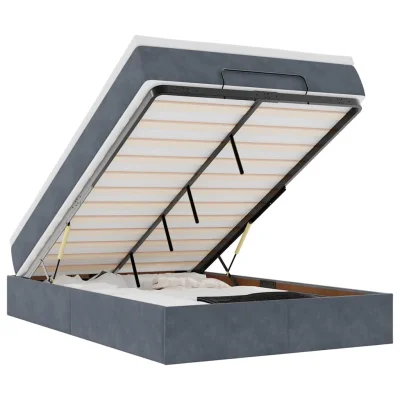 vidaXL Otomanska postelja z vzmetnico temno siva 120x190 cm žamet