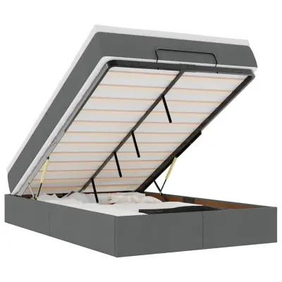 vidaXL Otomanska postelja z vzmetnico siv 120x190 cm blago