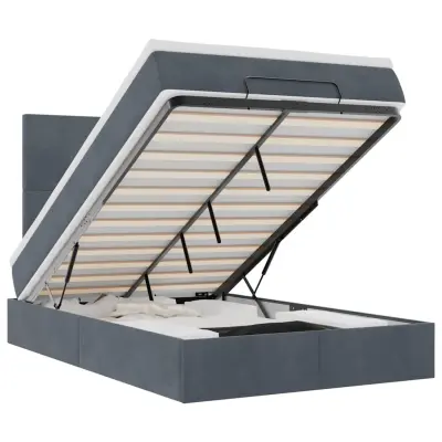 vidaXL Otomanski posteljni okvir z vzmetnicami siv 120x200cm žamet