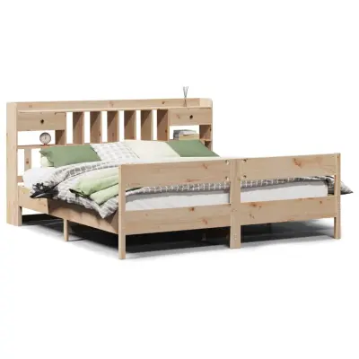 vidaXL Knjižna postelja brez vzmetnice 180x200 cm trdna borovina