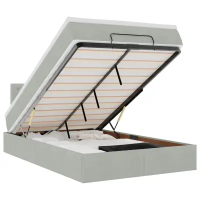 vidaXL Otomanski posteljni okvir z vzmetnico siv 120x200 cm žamet