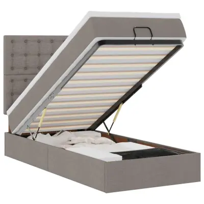 vidaXL Otomanska postelja z vzmetnico taupe 100x200 cm blago