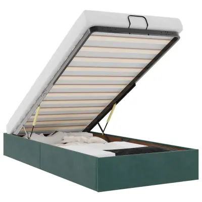 vidaXL Otomanski posteljni okvir brez vzmetnice zelen 80x200 cm žamet