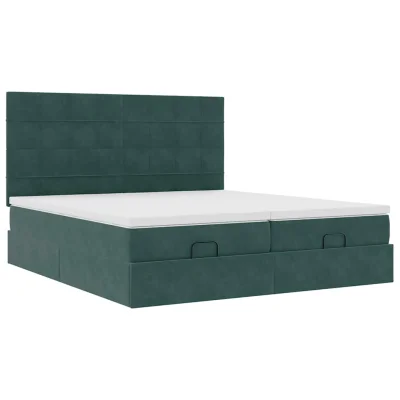 vidaXL Otomanski posteljni okvir z vzmetnicami zelen 180x200cm žamet