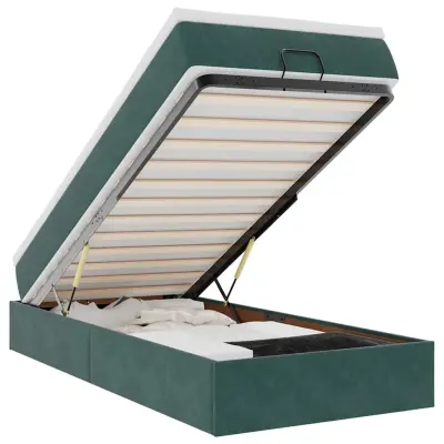 vidaXL Otomanski posteljni okvir z vzmetnico zelen 80x200 cm žamet