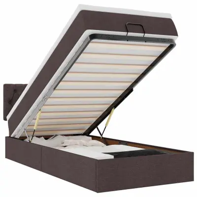 vidaXL Otomanska postelja z vzmetnico rjav 100x200 cm blago