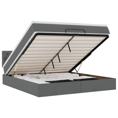 vidaXL Otomanski posteljni okvir z vzmetnico siv 160x200 cm blago