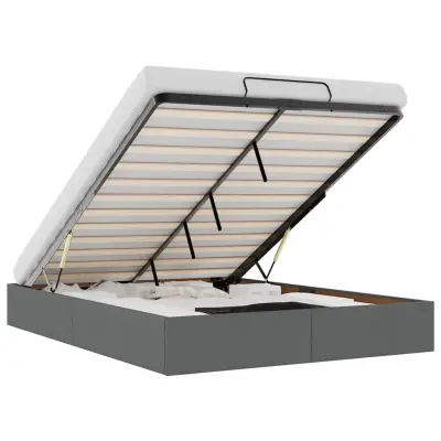 vidaXL Otomanski posteljni okvir brez vzmetnice siv 140x190 cm blago