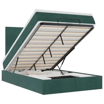 vidaXL Otomanski posteljni okvir z vzmetnicami zelen 120x190cm žamet