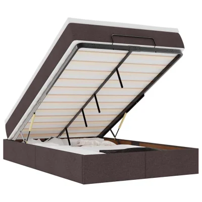 vidaXL Otomanski posteljni okvir z vzmetnico rjav 120x190 cm blago