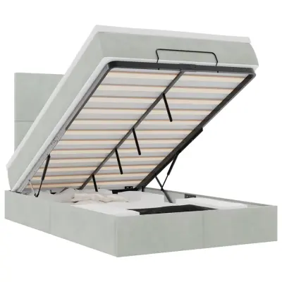 vidaXL Otomanski posteljni okvir z vzmetnicami siv 120x200cm žamet