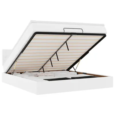 vidaXL Otomanski posteljni okvir z vzmetnico bel 180x200 cm um. usnje