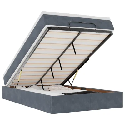 vidaXL Otomanski posteljni okvir z vzmetnico siv 120x200 cm žamet