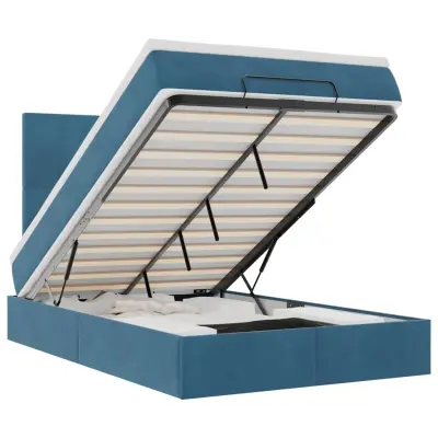 vidaXL Otomanski posteljni okvir z vzmetnicami moder 120x200cm žamet