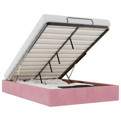vidaXL Otomanski posteljni okvir brez vzmetnice roza 120x190 cm žamet