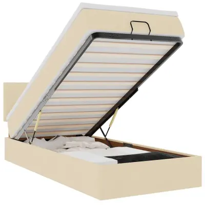 vidaXL Otomanski posteljni okvir z vzmetnico krem 80x200 cm blago