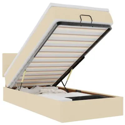 vidaXL Otomanski posteljni okvir z vzmetnico krem 90x190 cm blago