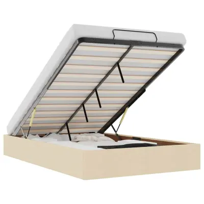 vidaXL Otomanski posteljni okvir brez vzmetnice krem 120x190 cm blago