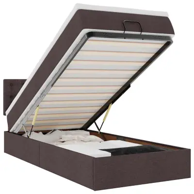 vidaXL Otomanska postelja z vzmetnico rjav 100x200 cm blago