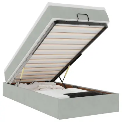 vidaXL Otomanski posteljni okvir z vzmetnico siv 90x200 cm žamet