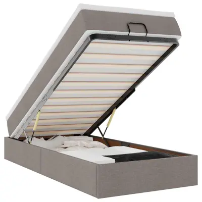 vidaXL Otomanski posteljni okvir z vzmetnico taupe 90x190 cm blago