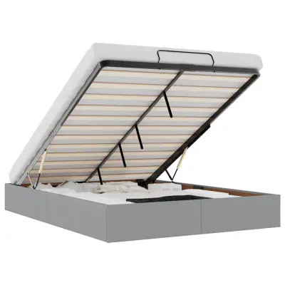 vidaXL Otomanski posteljni okvir brez vzmetnice siv 140x200 cm blago