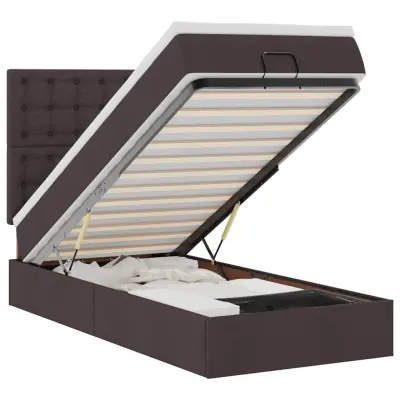 vidaXL Otomanski posteljni okvir z vzmetnico rjav 90x190 cm blago