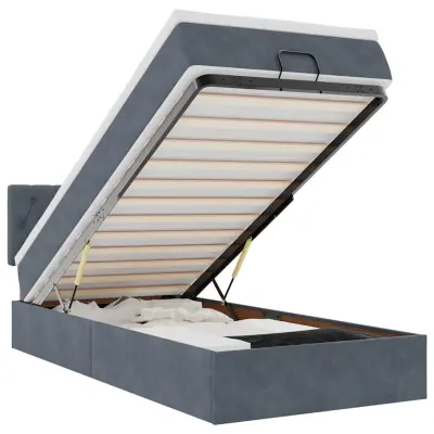 vidaXL Otomanski posteljni okvir z vzmetnico siv 100x200 cm žamet