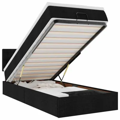 vidaXL Otomanska postelja z vzmetnico & LEDs črna 80x200cm blago