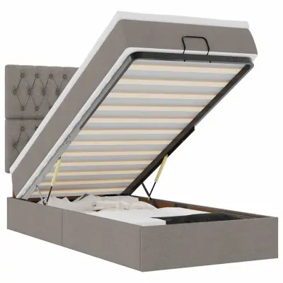 vidaXL Otomanski posteljni okvir z vzmetnico taupe 90x190 cm blago