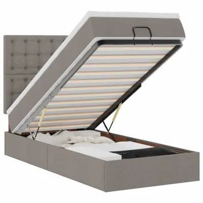 vidaXL Otomanska postelja z vzmetnico taupe 90x200 cm blago
