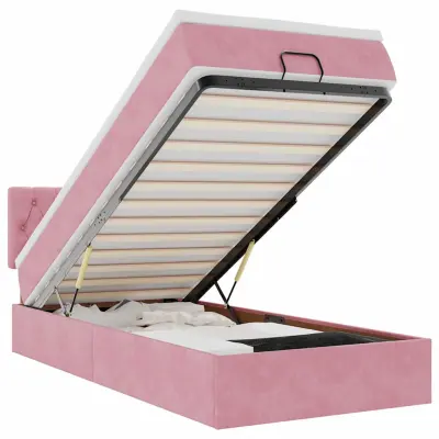 vidaXL Otomanski posteljni okvir z vzmetnico roza 90x200 cm žamet