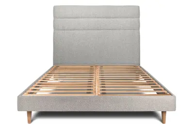 Postelja 200x200 cm z linijskim vzglavjem -  Blago Oblazinjena kodrasti učinek