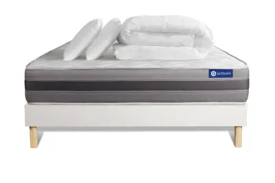 Celoten paket za posteljo - Vzmetnica 200x200 cm + Vzmetni boksi z letvami (komplet) + 2 vzglavnika + Prevleka - Actiflex Relax