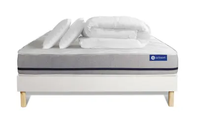 Celoten paket za posteljo - Vzmetnica 160x200 cm + Vzmetni boksi z letvami (komplet) + 2 vzglavnika + Prevleka - Actiflex Soft