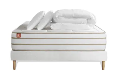 Celoten paket za posteljo - Vzmetnica 160x200 cm + Vzmetni boksi z letvami (komplet) + 2 vzglavnika + Prevleka - Le Douillet