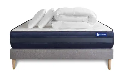 Celoten paket za posteljo - Vzmetnica 200x200 cm + Vzmetni boksi z letvami (komplet) + 2 vzglavnika + odeja - Actiflex Tech