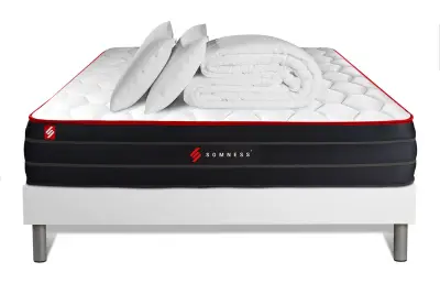 Celoten paket za posteljo - Vzmetnica 140x190 cm + Vzmetni boksi z letvami (v kompletu) + 2 vzglavnika + Prevleka - Boost
