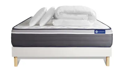 Kompletni paket za posteljo - Vzmetnica 140x190 cm + Vzmetni boksi z letvami (v kompletu) + 2 vzglavnika + Prevleka - Actilatex Plus