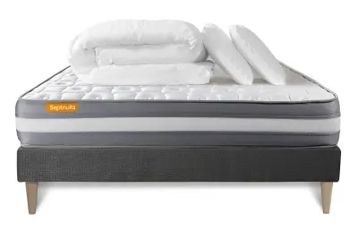 Celoten paket za posteljo - Vzmetnica 200x200 cm + Vzmetni boksi z letvami (komplet) + 2 vzglavnika + odeja - Memo Plus