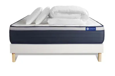 Celoten paket za posteljo - Vzmetnica 200x200 cm + Vzmetni boksi z letvami (komplet) + 2 vzglavnika + odeja - Actiflex Max