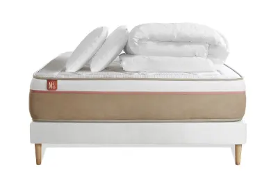 Kompletni paket za posteljo - Vzmetnica 140x190 cm + Vzmetni boksi z letvami (v kompletu) + 2 vzglavnika + Prevleka - Le Soyeux