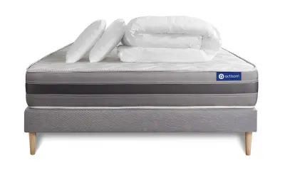 Celoten paket za posteljo - Vzmetnica 140x200 cm + Vzmetni boksi z letvami (komplet) + 2 vzglavnika + Prevleka - Actilatex Relax
