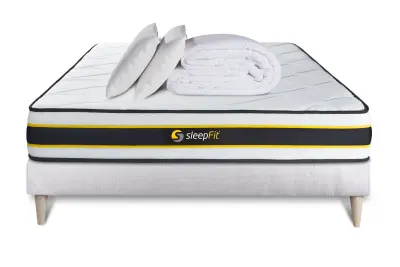 Celoten paket za posteljo - Vzmetnica 200x200 cm + Vzmetni boksi z letvami (komplet) + 2 vzglavnika + Prevleka - Flexy