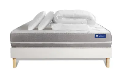 Kompletni paket za posteljo - Vzmetnica 140x200 cm + Vzmetnica z letvami (komplet) + 2 vzglavnika + Prevleka - Actimemo Touch