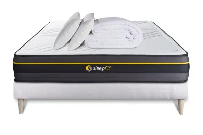 Kompletni paket za posteljo - Vzmetnica 140x190 cm + Vzmetni okvir z letvami (komplet) + 2 vzglavnika + Prevleka - Active