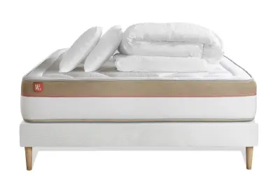 Celoten paket za posteljo - Vzmetnica 160x200 cm + vzmetnica z letvami (komplet) + 2 vzglavnika + odeja - Le Cosy