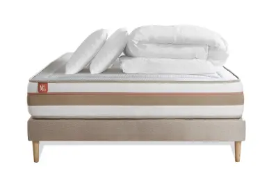 Celoten paket za posteljo - Vzmetnica 180x200 cm + Vzmetni okvir z letvami (komplet) + 2 vzglavnika + odeja - Le Tendre