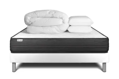 Kompletni paket za posteljo - Vzmetnica 140x190 cm + Vzmetnica z letvami (v kompletu) + 2 vzglavnika + Prevleka - Vitalpower